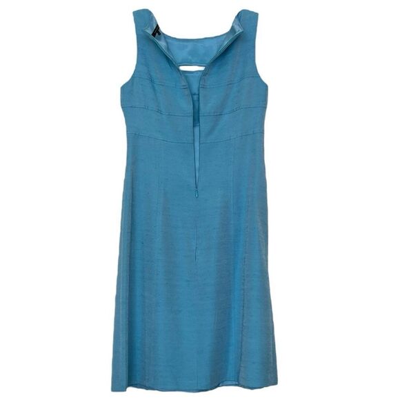David Meister Shift Dress Turquoise Blue Chest Cut Out Sleeveless Made in USA 4 - Picture 5 of 9